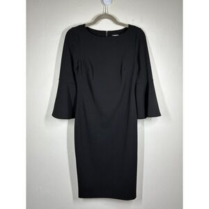 Calvin Klein Black Bell Sleeve Sheath Dress Women's Size 2 Business Casual